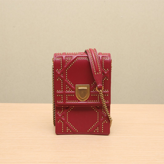 Dior Diorama Clutch Bag Dior Red in Leather