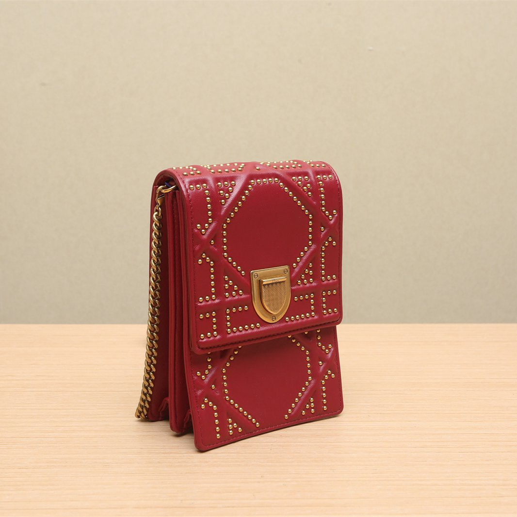 Dior Diorama Clutch Bag Dior Red in Leather