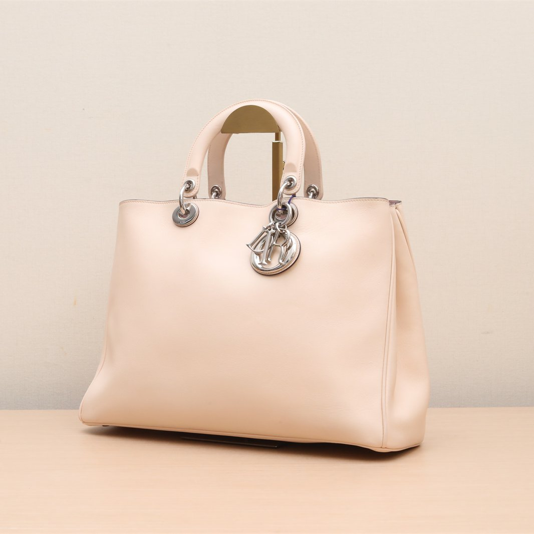 Christian Dior Beige Leather Large Diorissimo Tote Bag