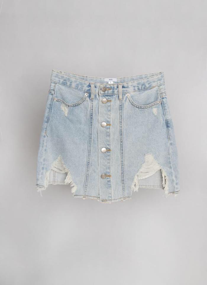 Amanda Button Mini Denim Skirt
