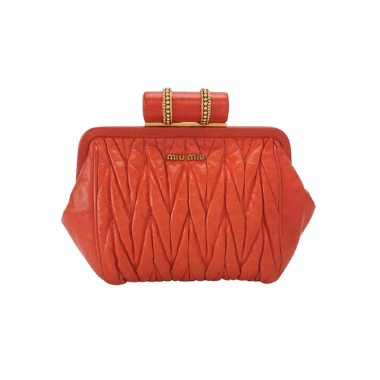 Miu Miu Gather Red Leather Clutch Second Bag