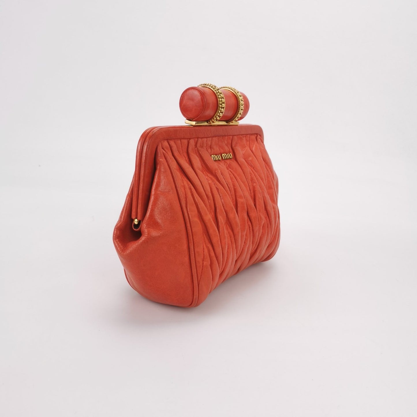 Miu Miu Gather Red Leather Clutch Second Bag