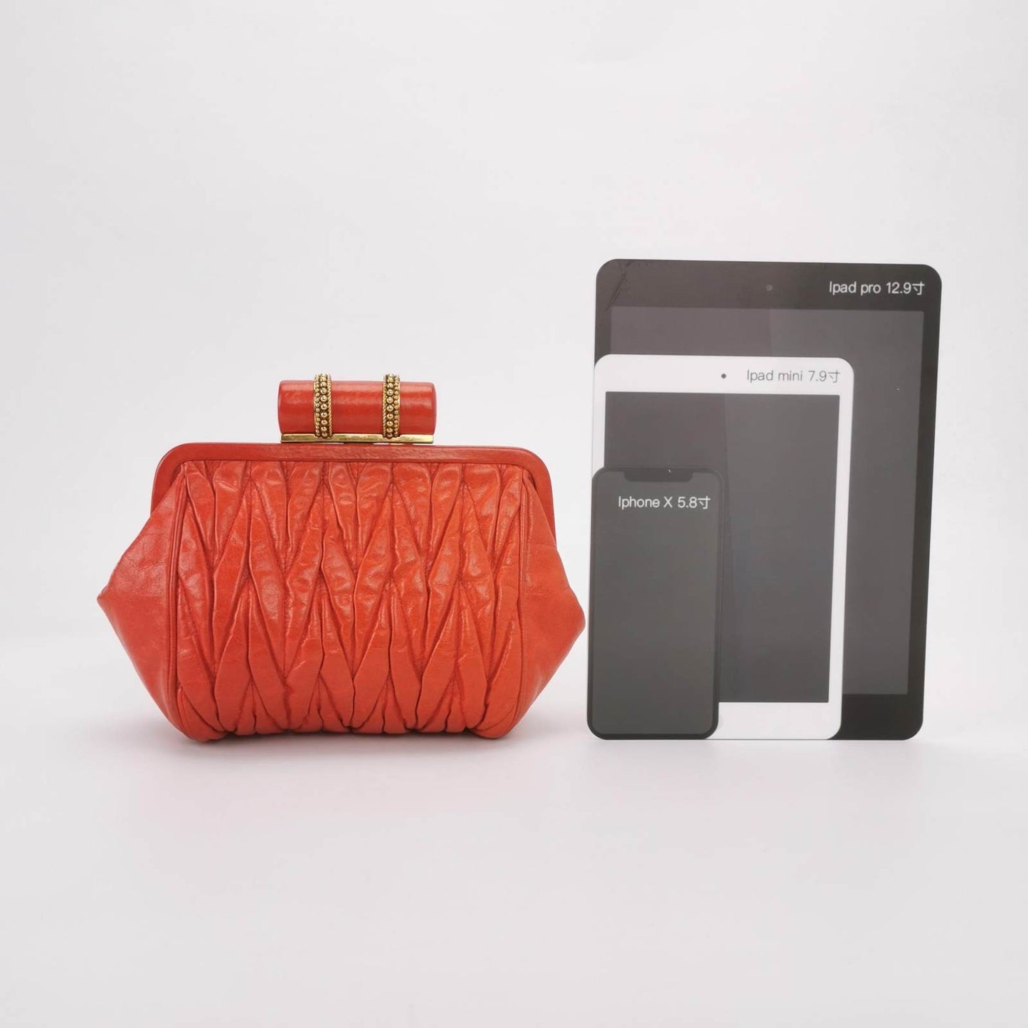Miu Miu Gather Red Leather Clutch Second Bag