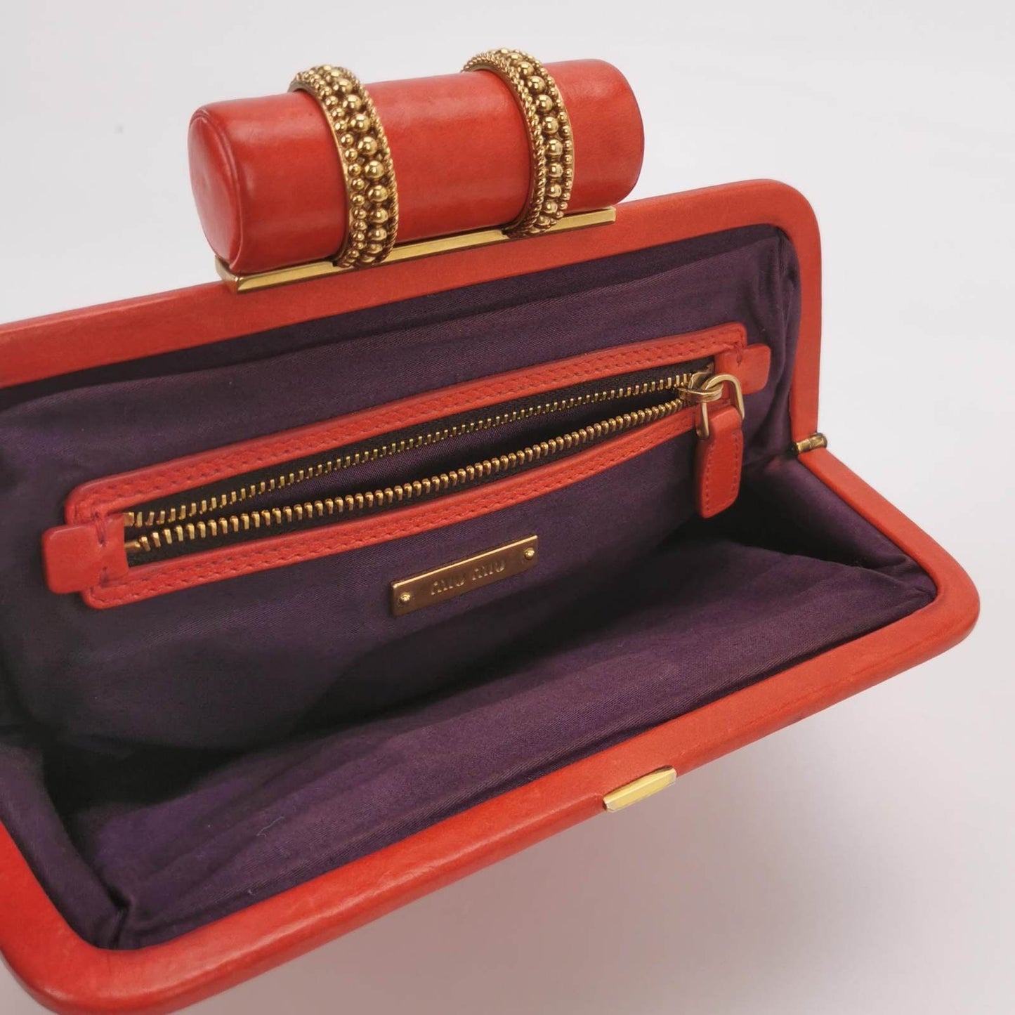 Miu Miu Gather Red Leather Clutch Second Bag