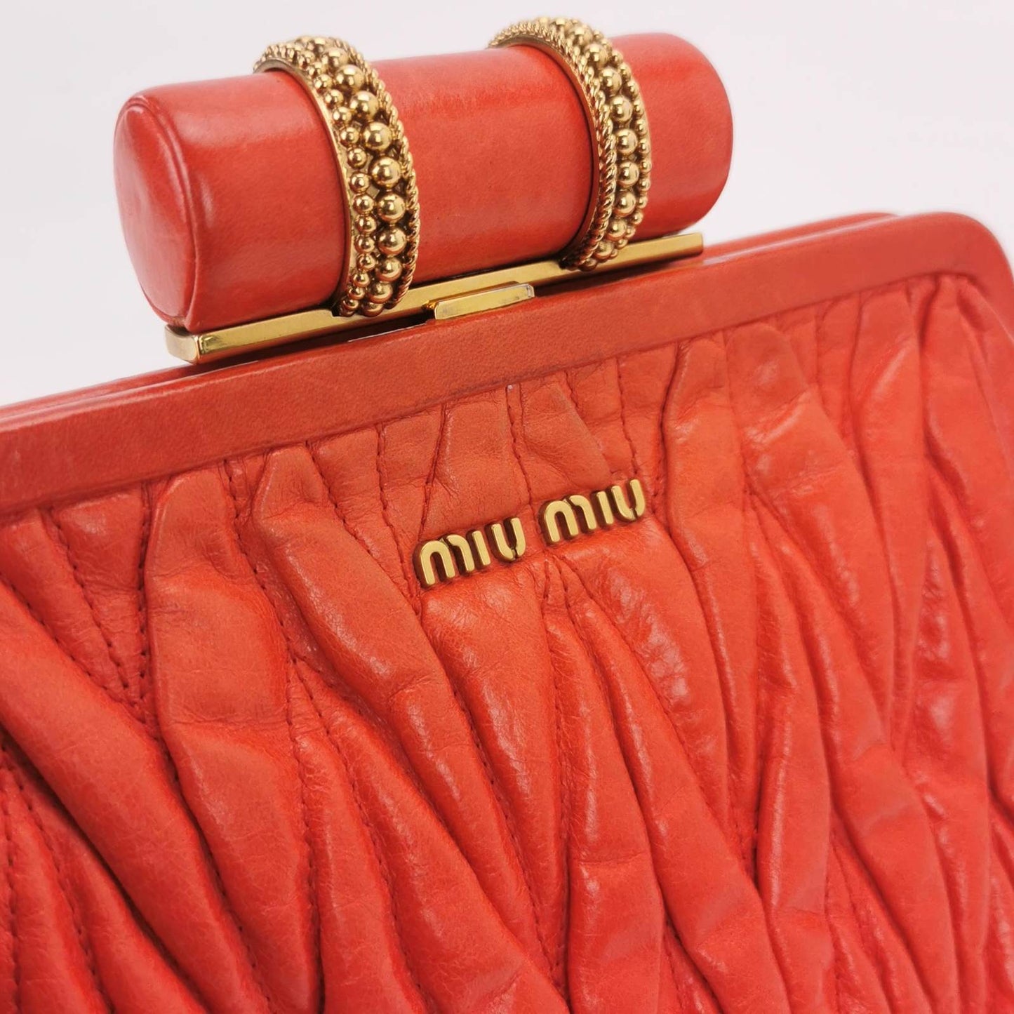 Miu Miu Gather Red Leather Clutch Second Bag