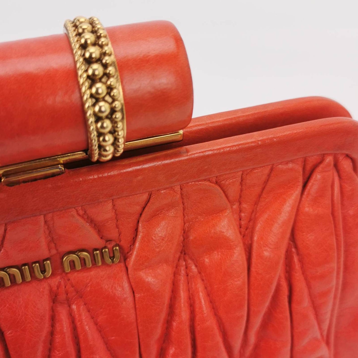 Miu Miu Gather Red Leather Clutch Second Bag