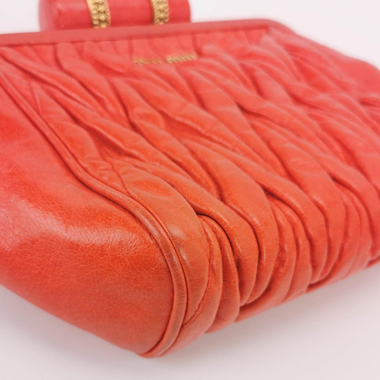 Miu Miu Gather Red Leather Clutch Second Bag