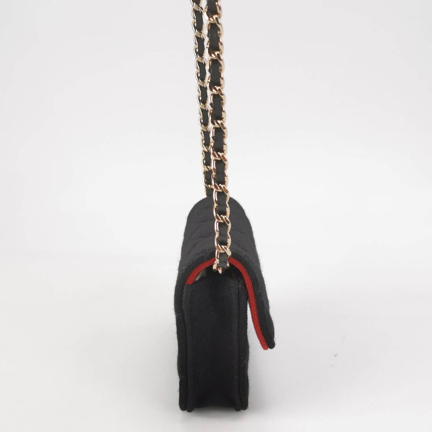 CHANEL Black Wool CC Logo Chain Crossbody