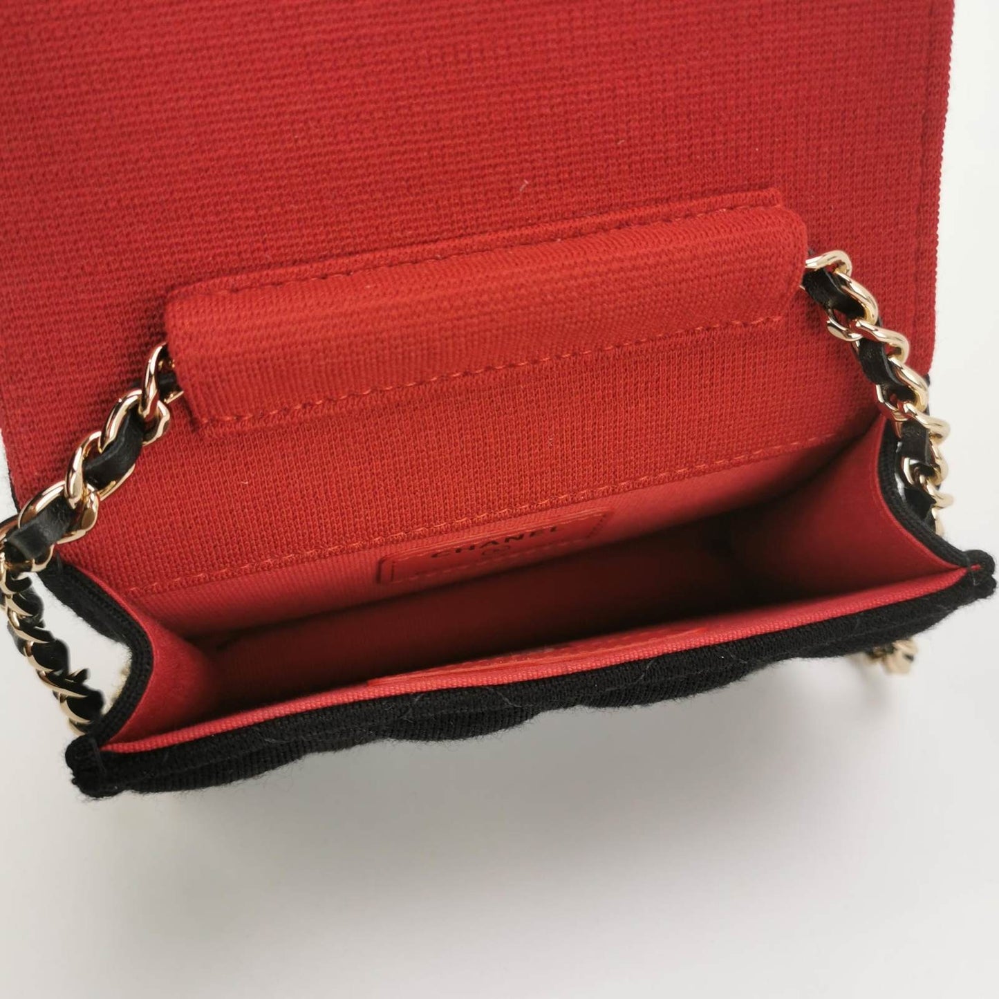 CHANEL Black Wool CC Logo Chain Crossbody