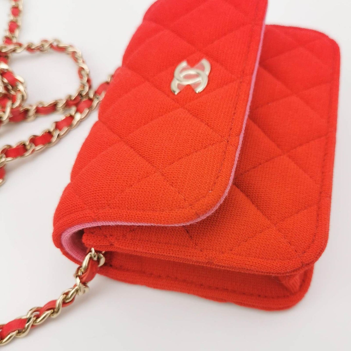 CHANEL Red CC Logo Chain Crossbody