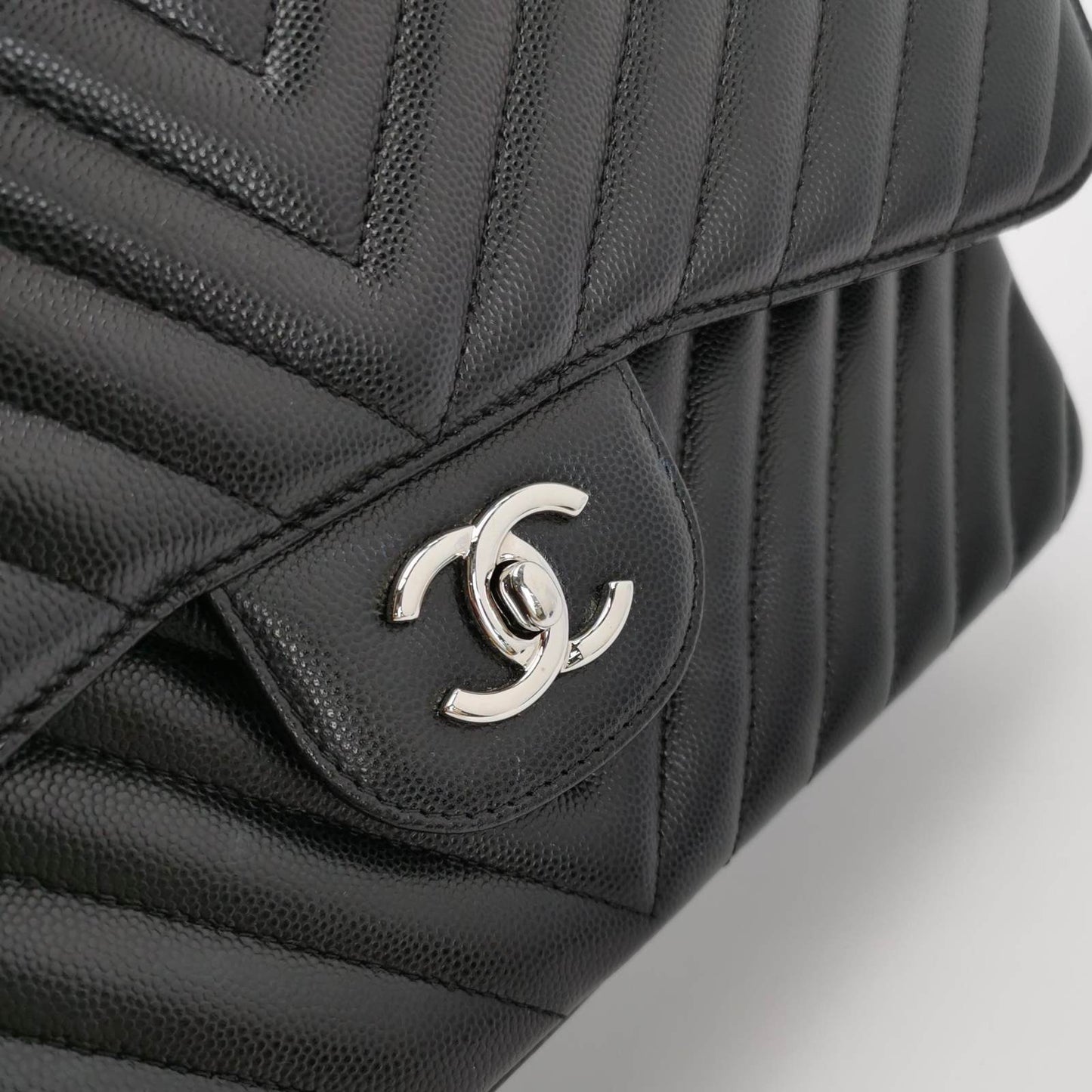 CHANEL Jumbo Chevron Black Caviar