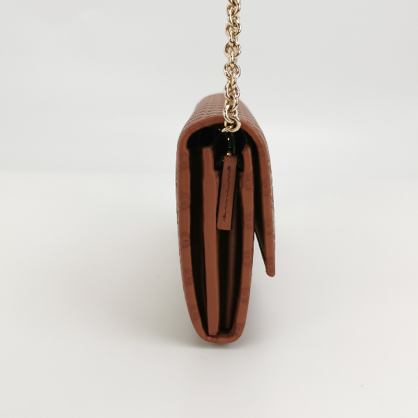 Gucci Pink Cinnamon Microguccissima Leather Wallet On Chain