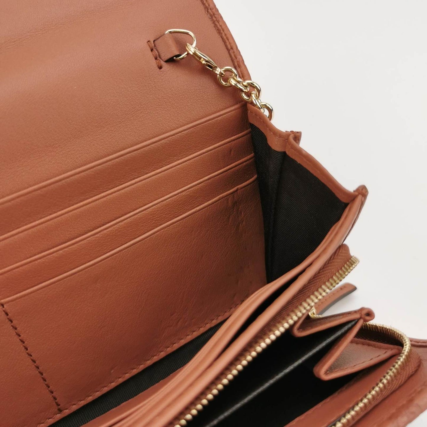 Gucci Pink Cinnamon Microguccissima Leather Wallet On Chain