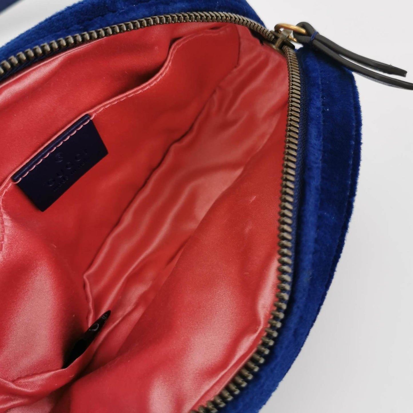 Gucci Velvet Marmont Belt Bag Blue