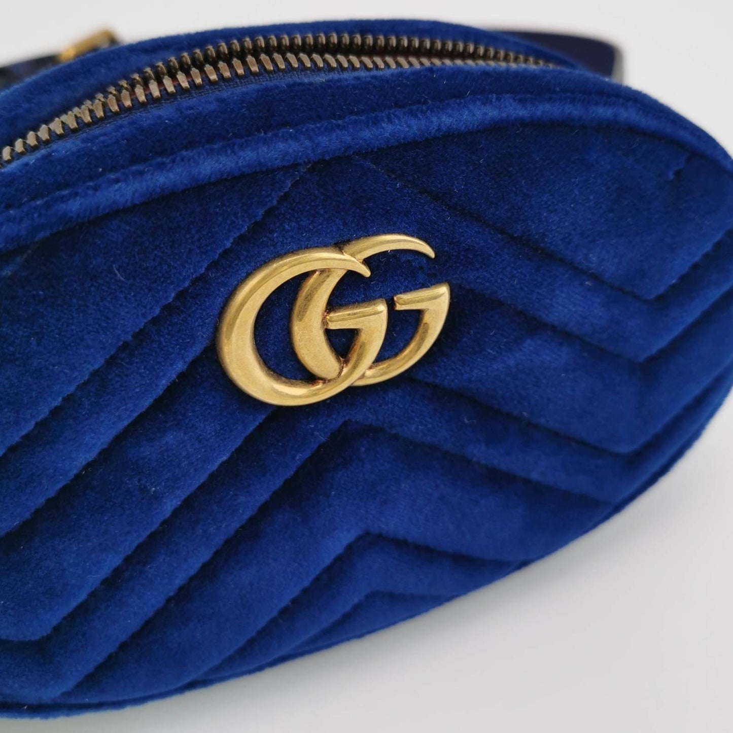 Gucci Velvet Marmont Belt Bag Blue