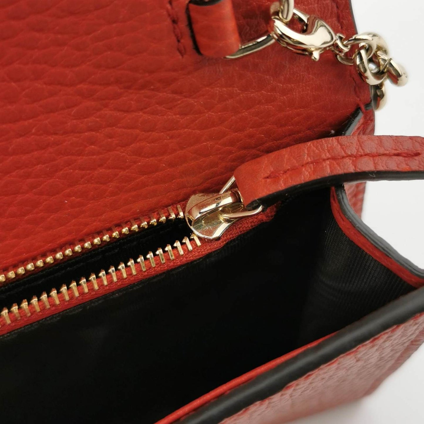 Gucci Red Leather Betty Wallet on Chain
