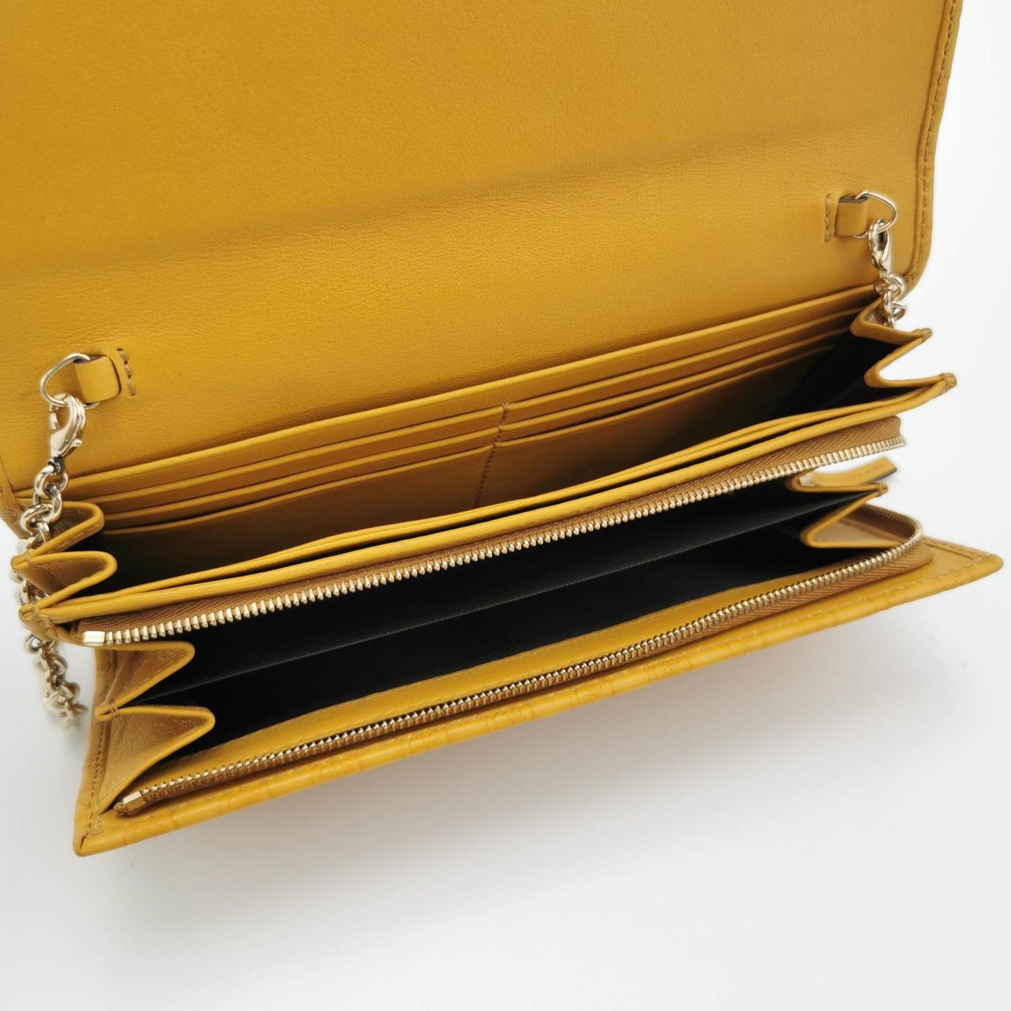 Gucci Yellow Cinnamon Microguccissima Leather Wallet On Chain