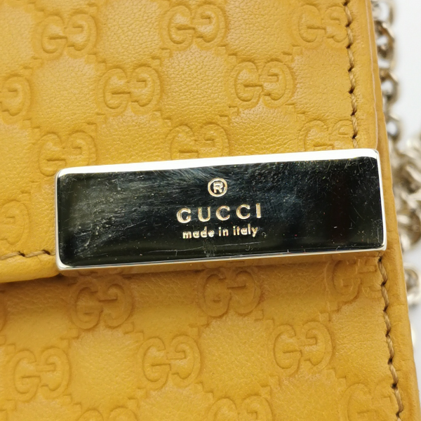 Gucci Yellow Cinnamon Microguccissima Leather Wallet On Chain