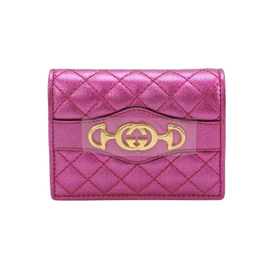 Gucci Zumi Pink Purple Leather Wallet