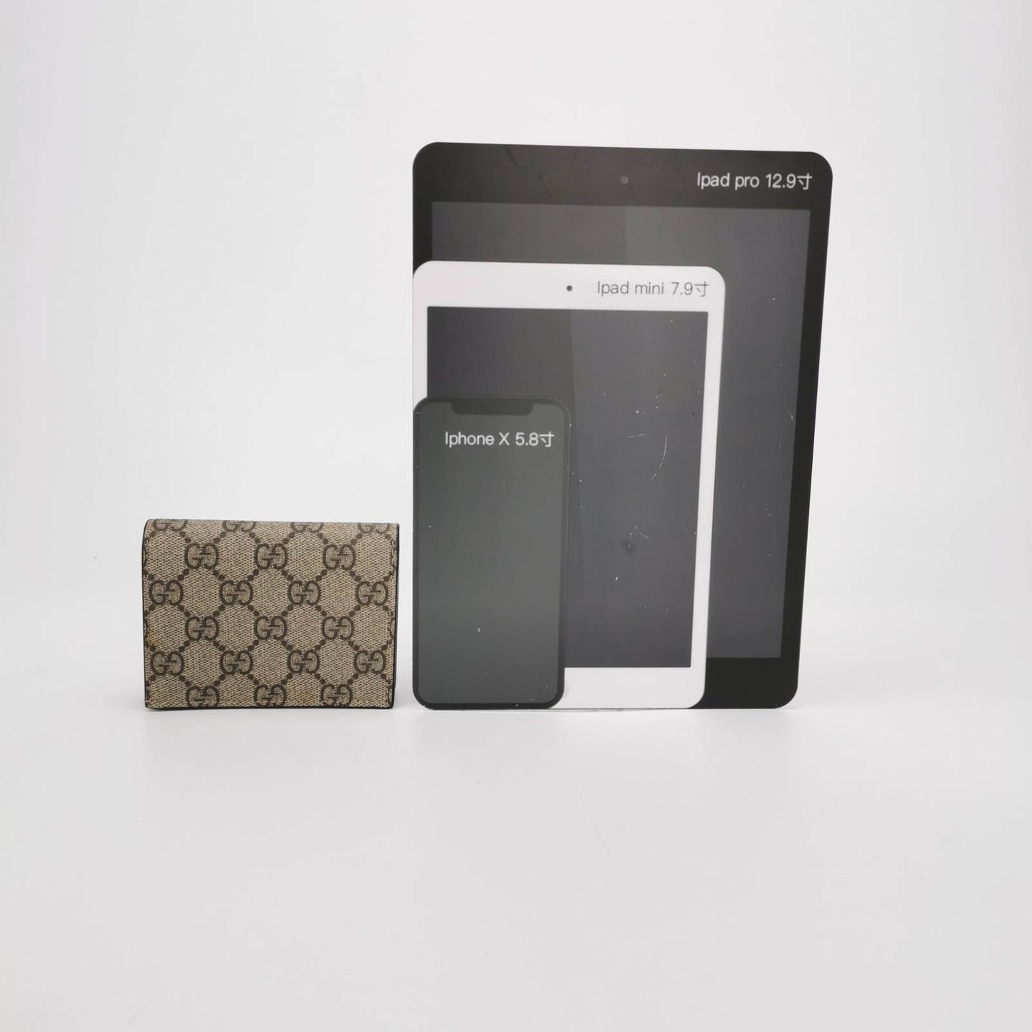 Gucci Card Case Wallet GG Supreme Rainbow Beige/Hibiscus Red