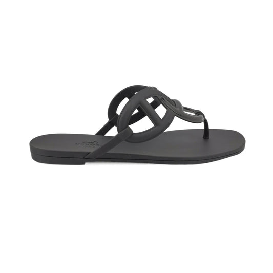 Hermes Rubber Women Egerie Sandals Black