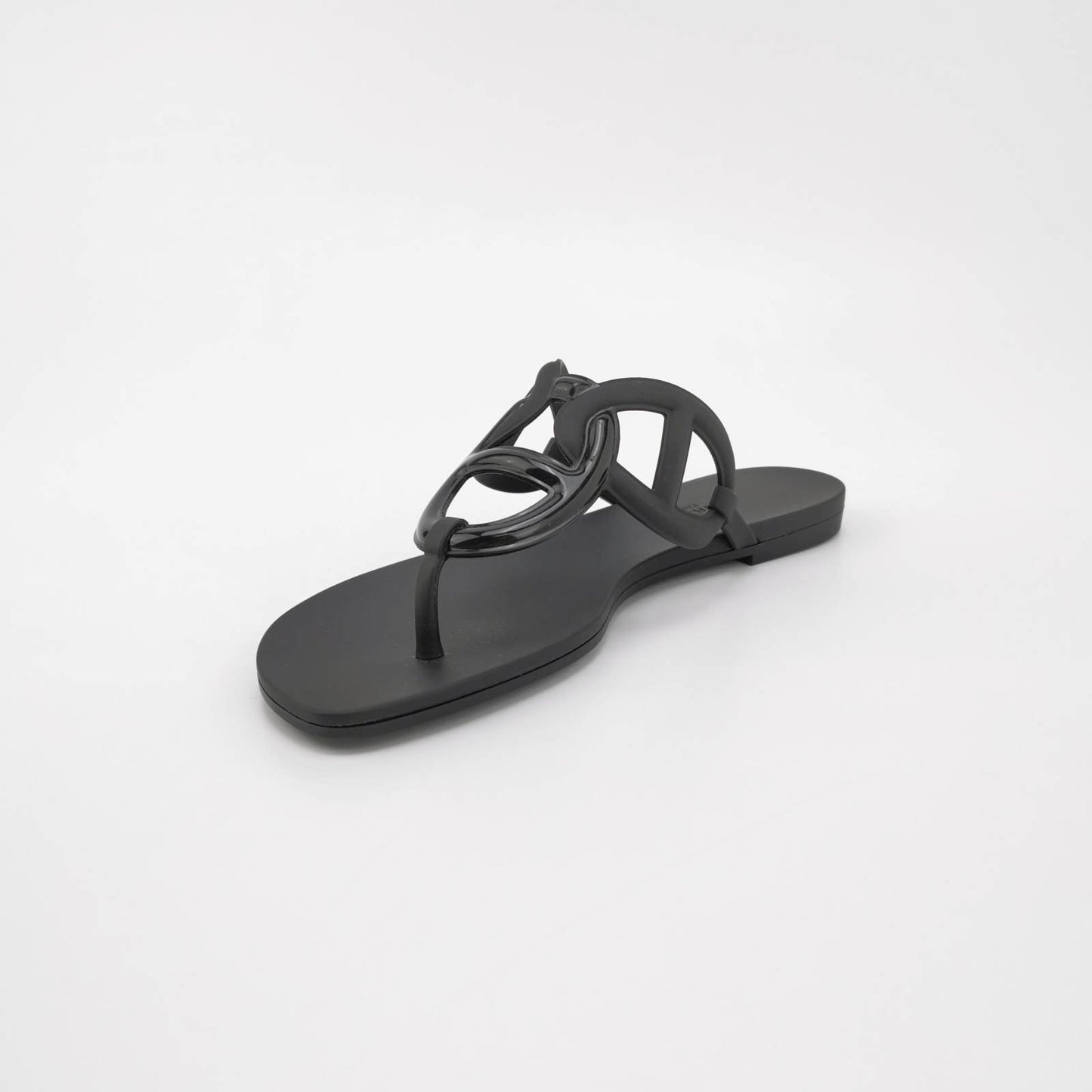 Hermes Rubber Women Egerie Sandals Black