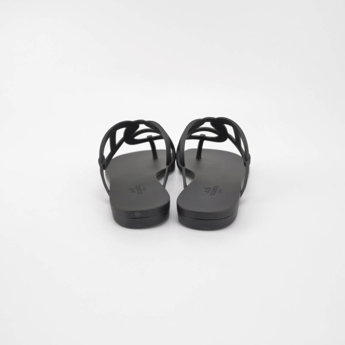 Hermes Rubber Women Egerie Sandals Black