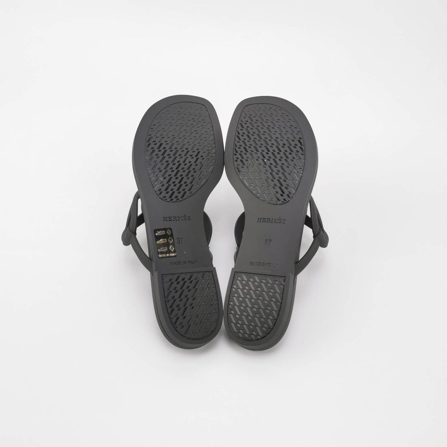 Hermes Rubber Women Egerie Sandals Black