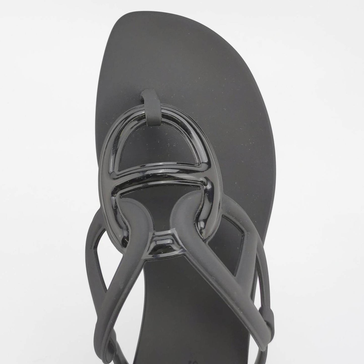 Hermes Rubber Women Egerie Sandals Black