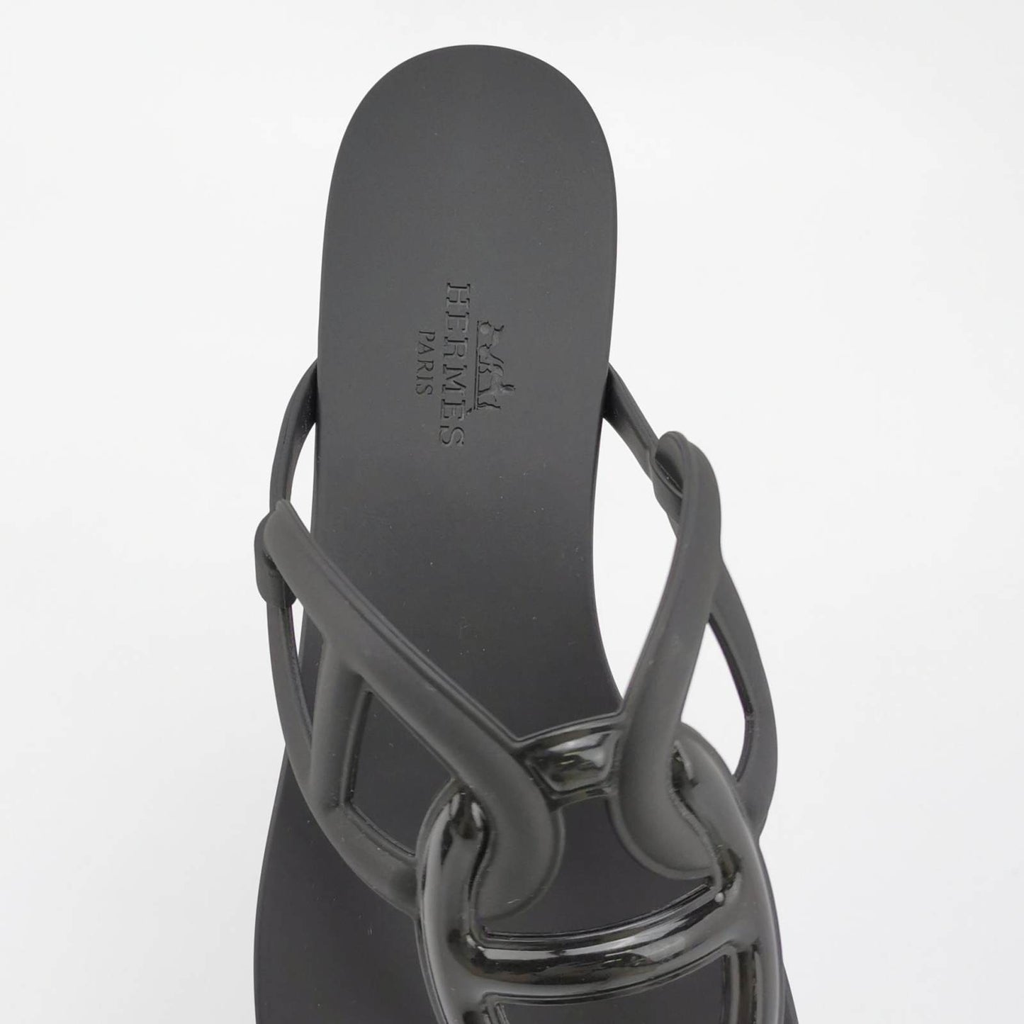 Hermes Rubber Women Egerie Sandals Black