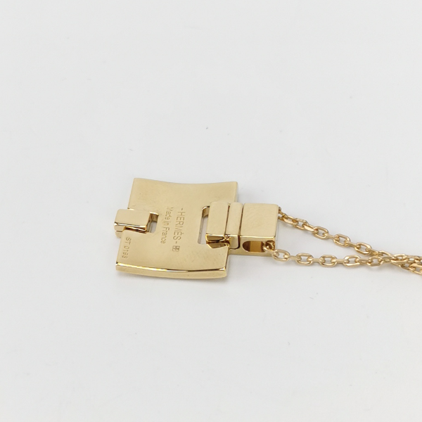 Hermes Gold Plated Lacquered Eileen Pendant Necklace Rose Extreme
