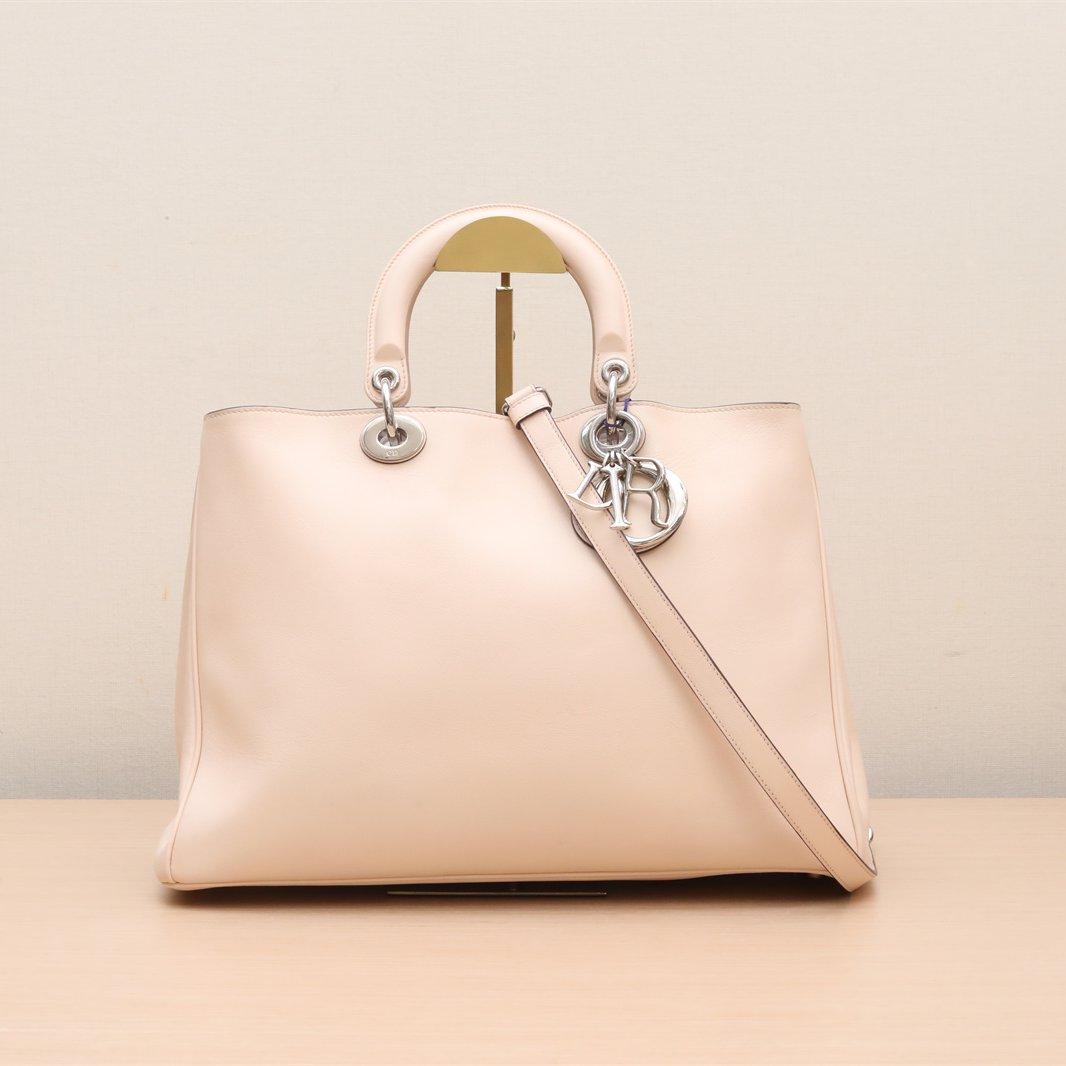 Christian Dior Beige Leather Large Diorissimo Tote Bag