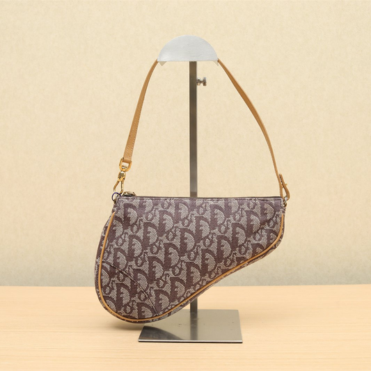 Dior Christian Mini Saddle Pouch Oblique Canvas Handbag Milk tea color (Brown Color)
