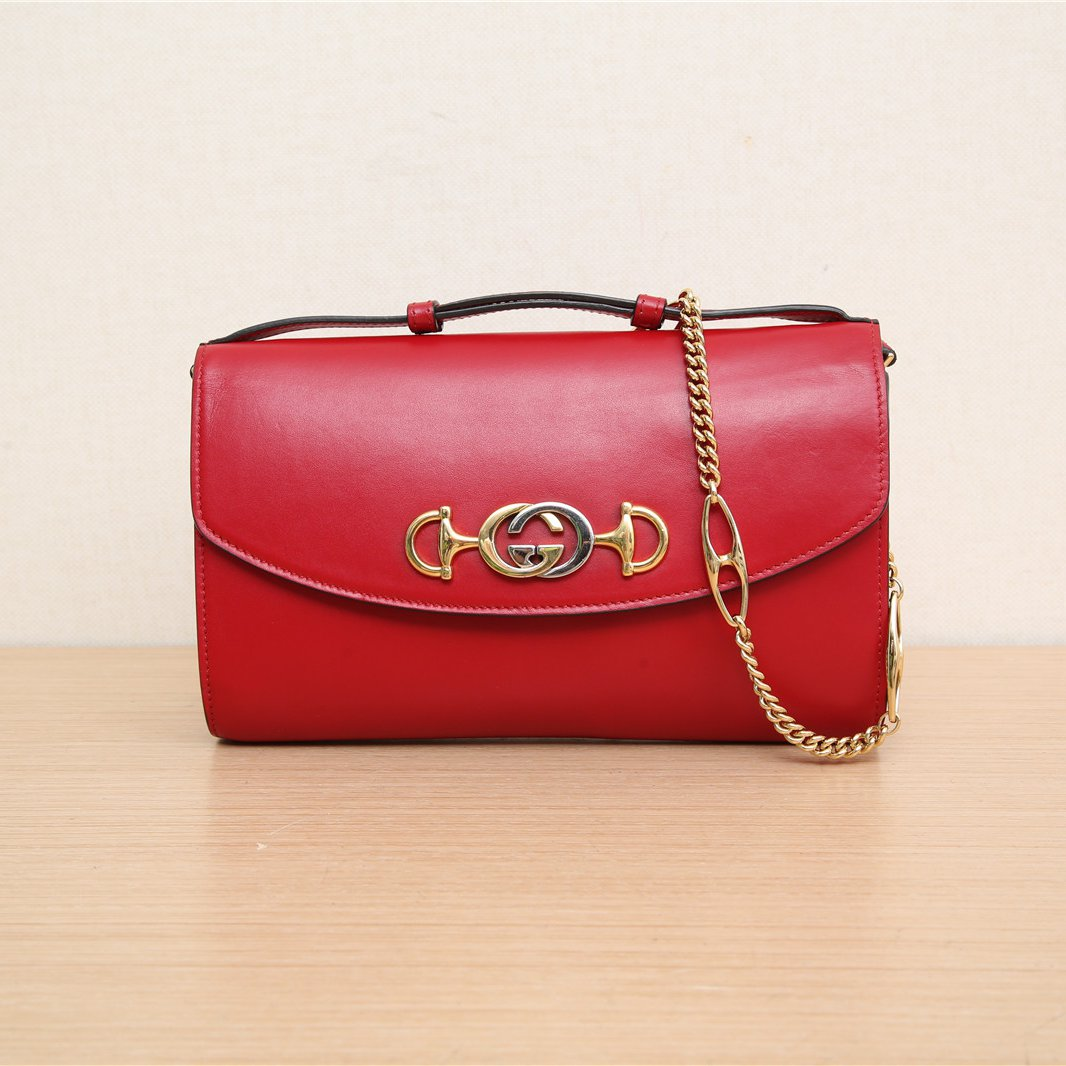 Gucci Mini Zumi Shibuya Leather Chain Bag Red