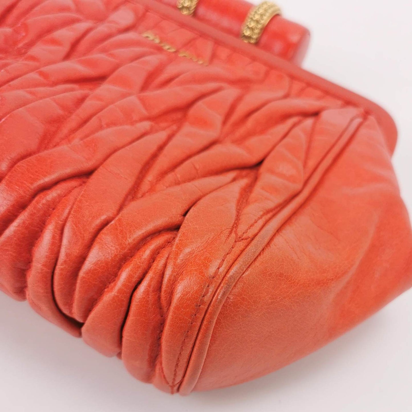 Miu Miu Gather Red Leather Clutch Second Bag