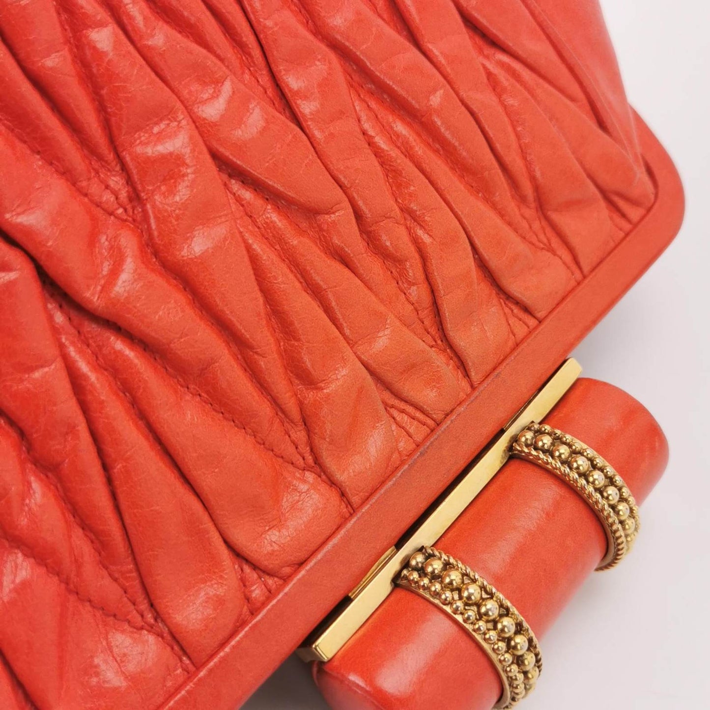 Miu Miu Gather Red Leather Clutch Second Bag