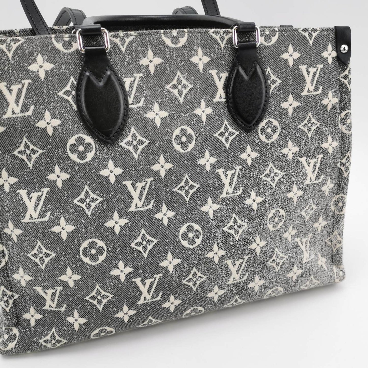 Louis Vuitton Black Monogram Denim and Leather OnTheGo MM Bag