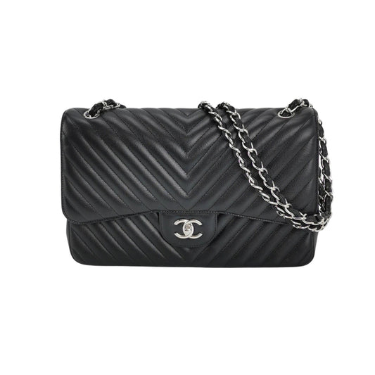 CHANEL Jumbo Chevron Black Caviar