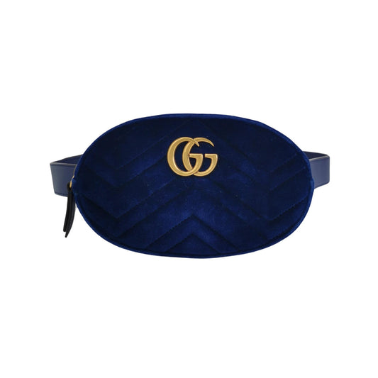 Gucci Velvet Marmont Belt Bag Blue