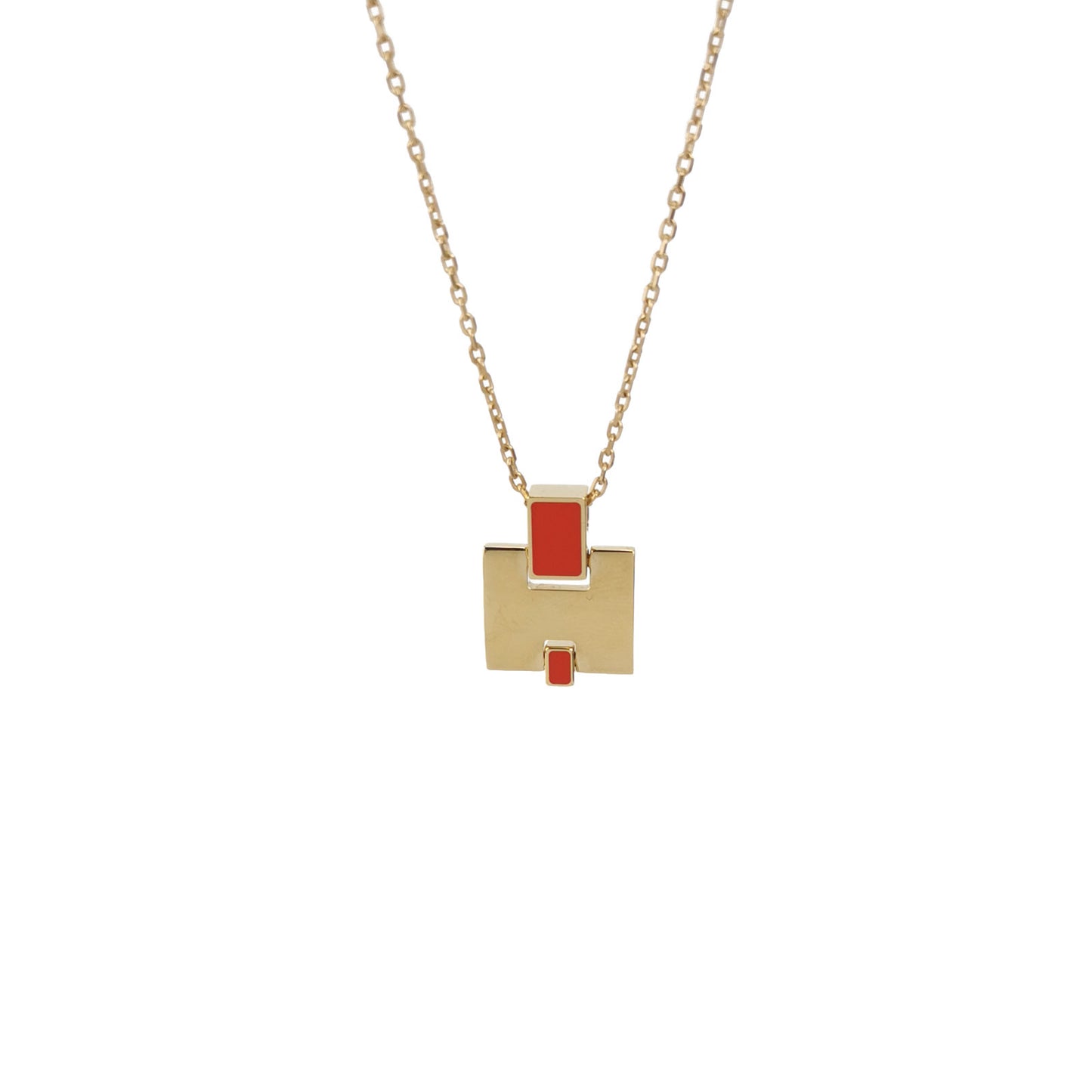 Hermes Gold Plated Lacquered Eileen Pendant Necklace Rose Extreme
